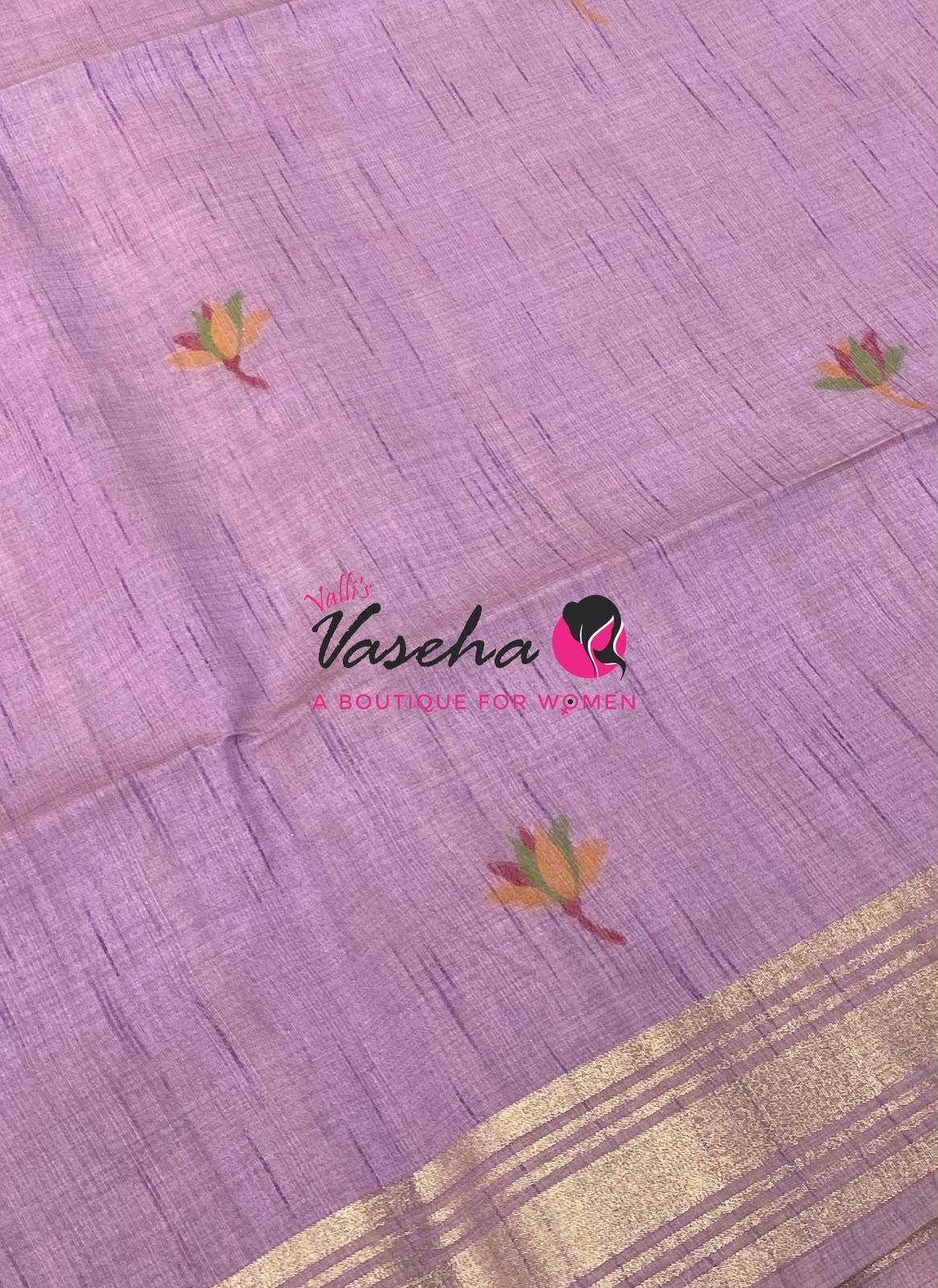 Muga Tissue Linen Saree - Lavender Shade - VVMLT002