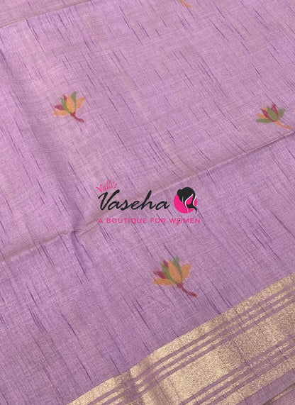 Muga Tissue Linen Saree - Lavender Shade - VVMLT002