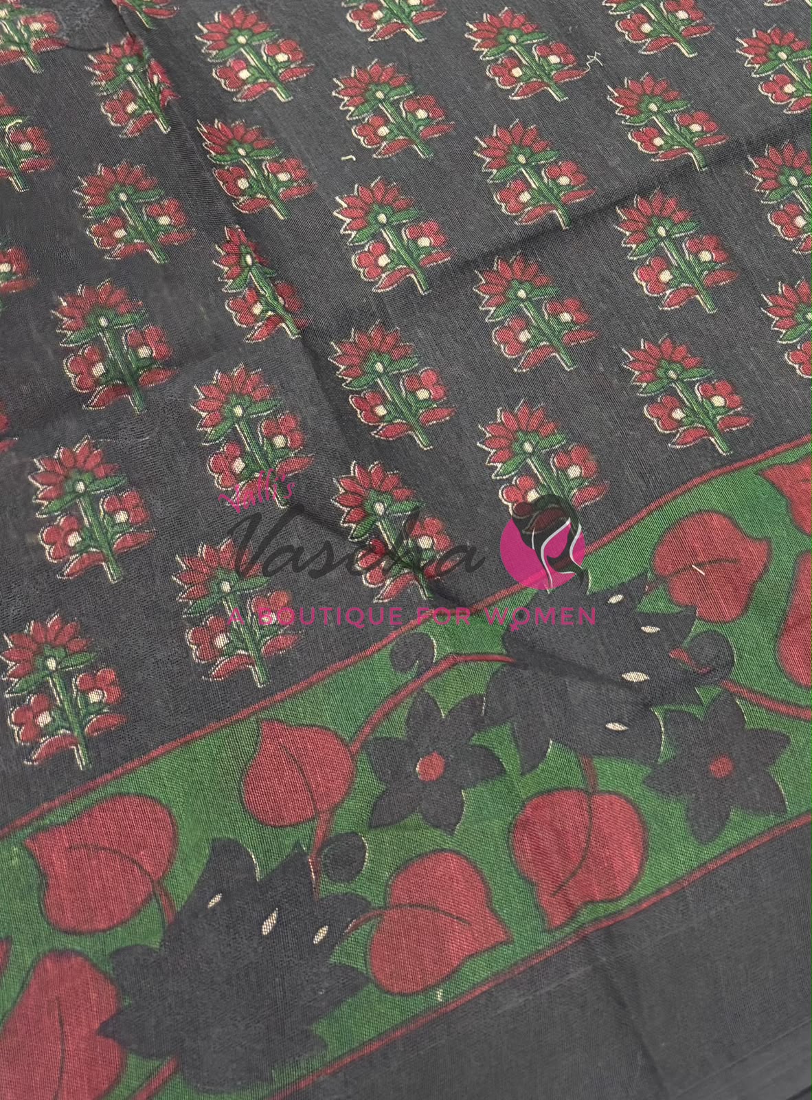 Handloom Cotton Sarees with Kalamkari Blouse - VVKCK003