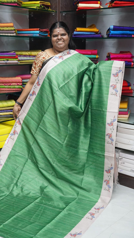 Semi Chappa Silk - Green & Cream- VVSC002