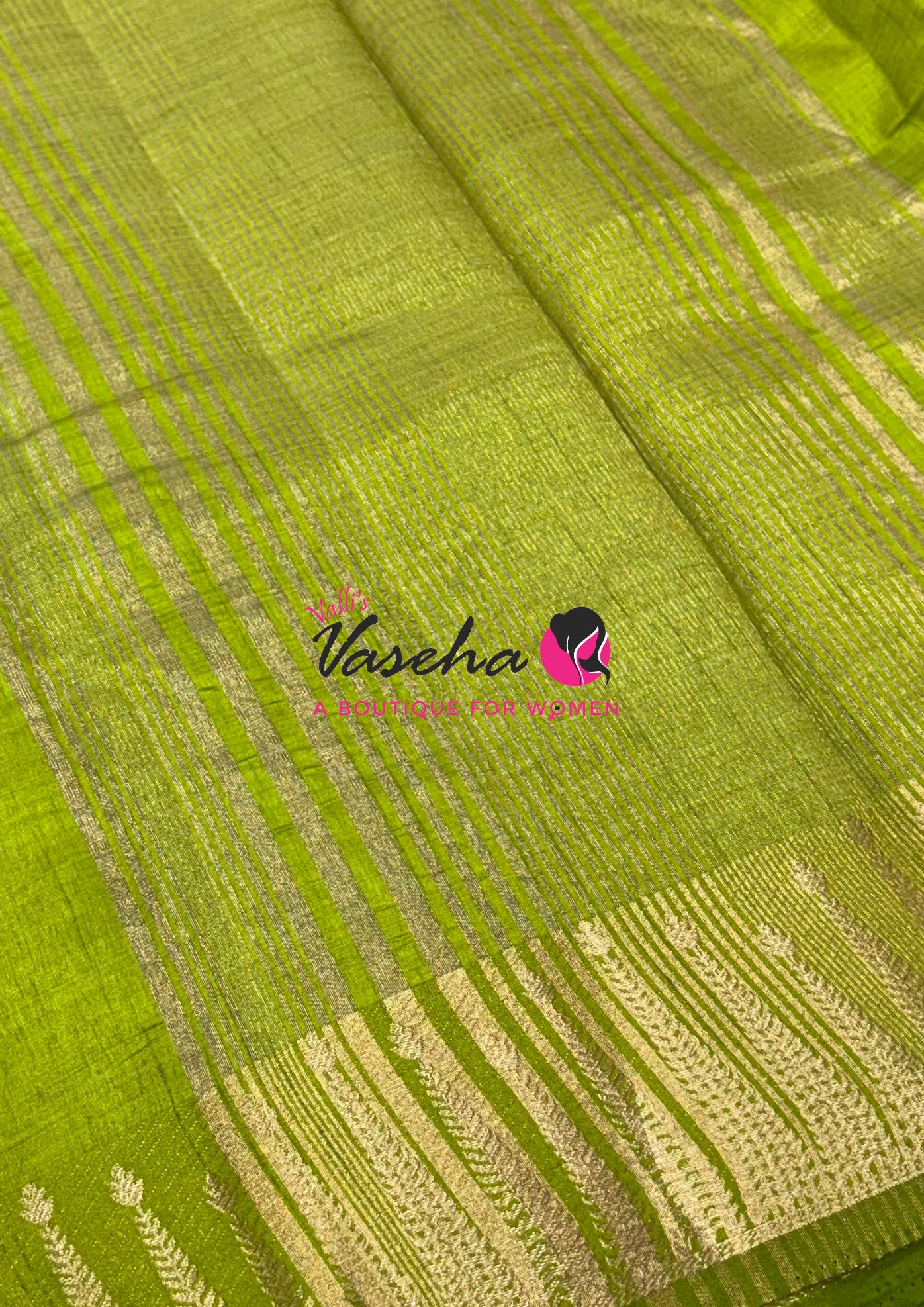 Semi Tussar Silk Saree | Lemon Green Shade |VVSTS050