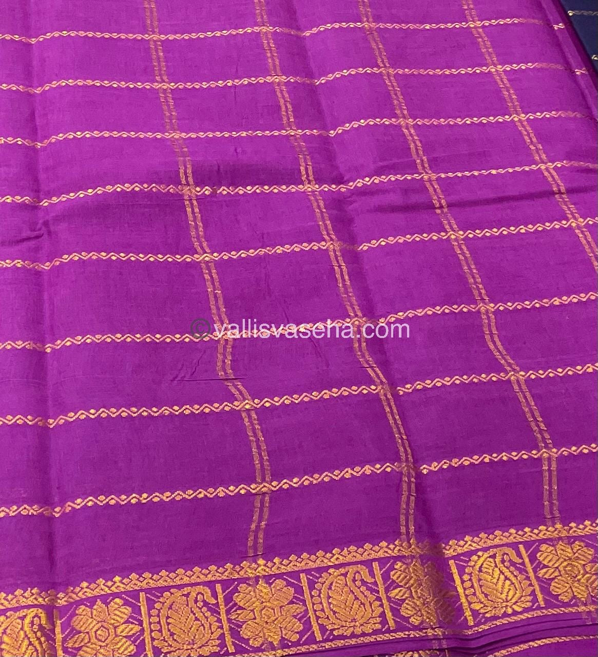 Sungudi Cotton Saree | Velthari Design - Navy Blue with Purple Shade - VVSCV001