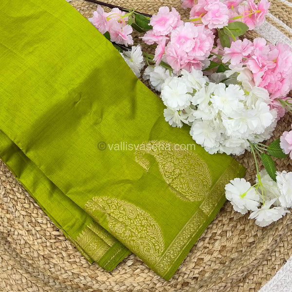 Semi Tussar Silk - Small Mango -  Green Shade(Slight Mehandhi Green Shade)  - VVSTS002