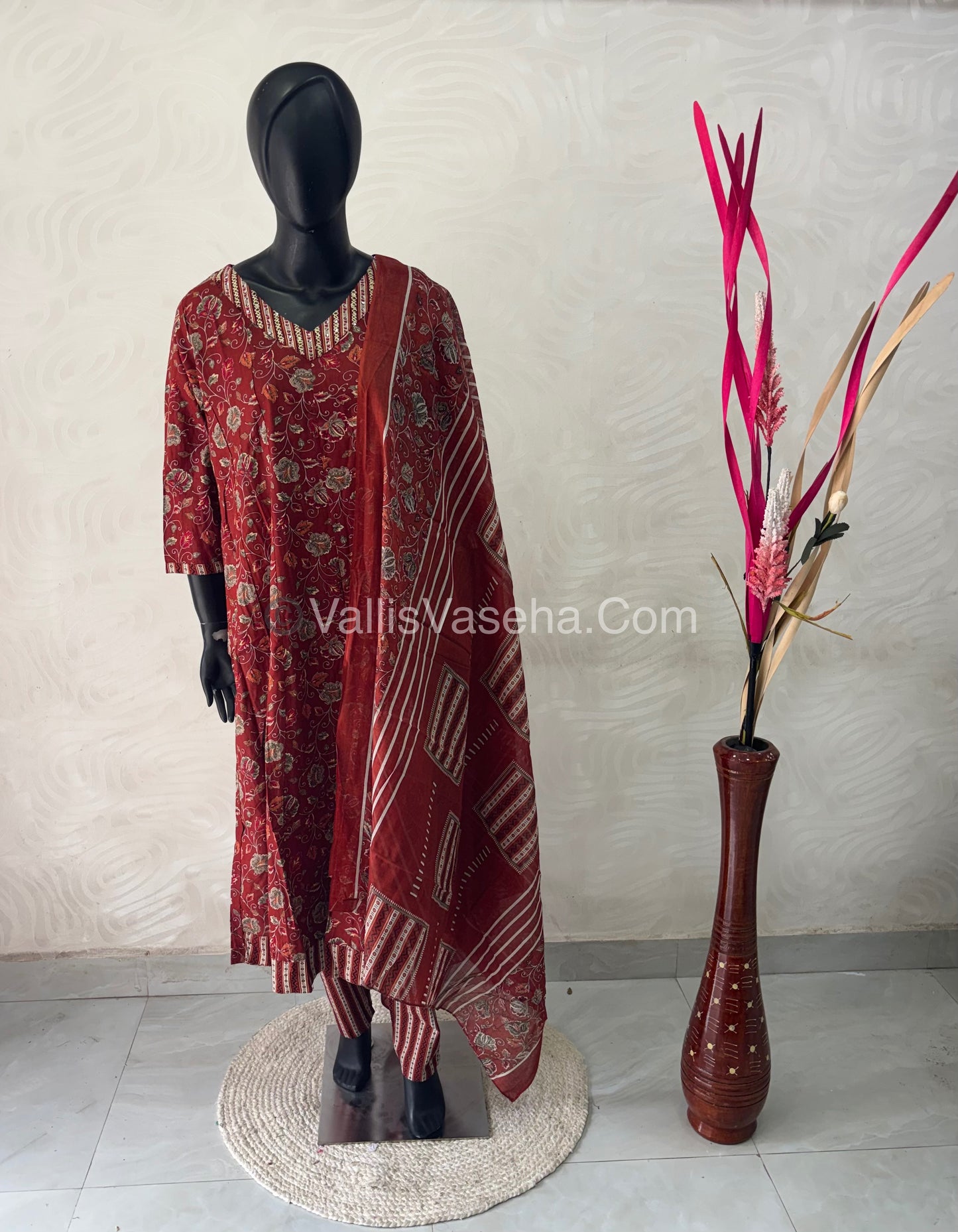 Ready Made - Anarkali - Salwar, Kameez & Duppatta(3pc)- Printed Cotton - VVAS006