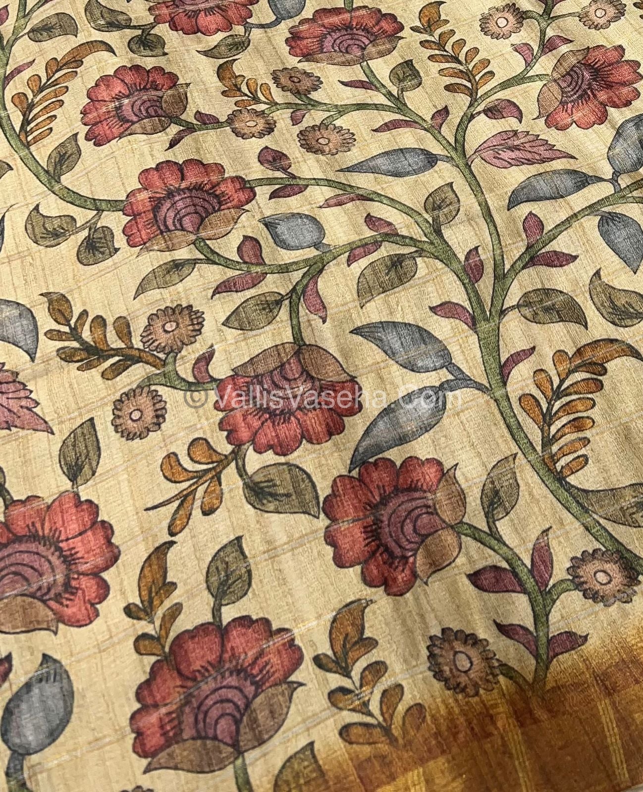 Semi Gicha Tussar Silk Saree - checks pattern - VVSGT001