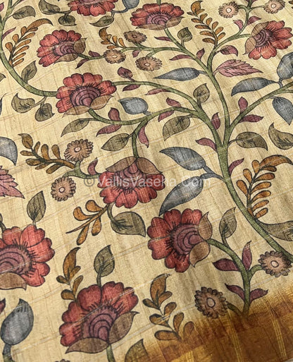 Semi Gicha Tussar Silk Saree - checks pattern - VVSGT001