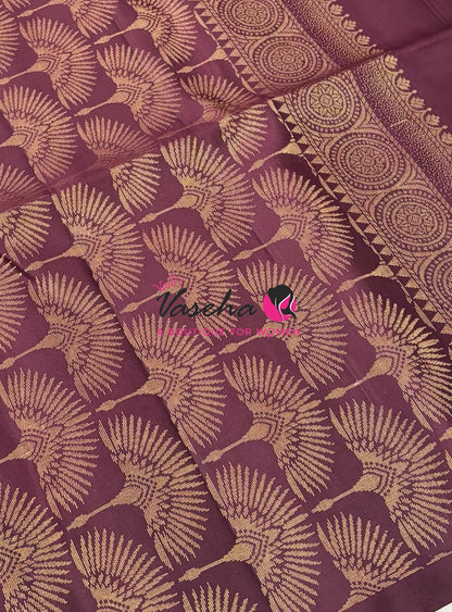 Pure Soft Silk Saree - Pink & Brown - VVPSS091