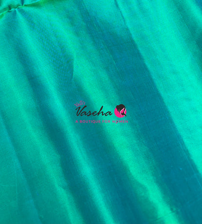 Pure Soft Silk Saree - Border Less - Pink & Dual Tone Green Combo - VVPSS112