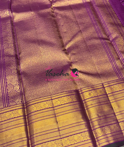 Pure Kanchipuram Silk Saree - Purple Shade - VVPS040