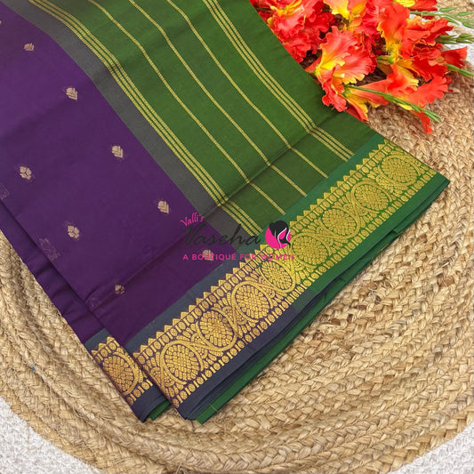 Semi Silk Cotton Saree | Double Leaf Butta Design |VVSSC016