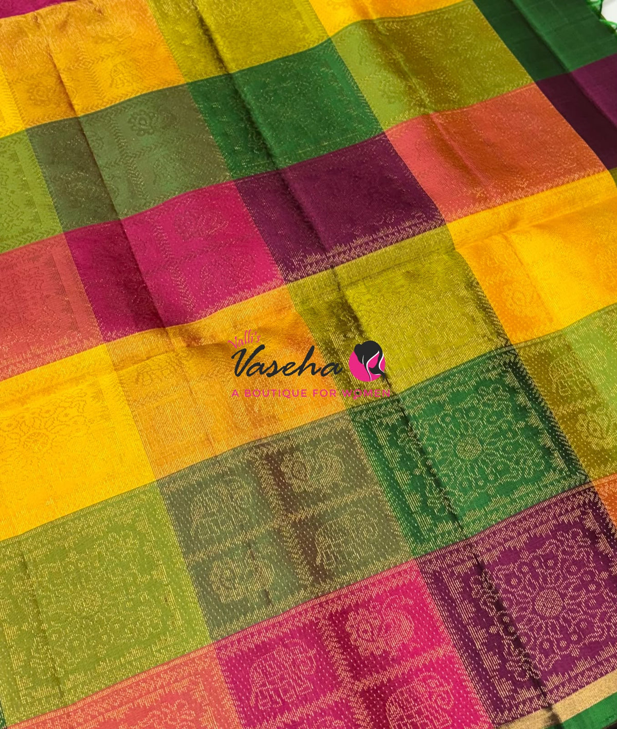 Pure Soft Silk Saree - Partly Pallu -  Half & Half Saree - Blue - VVPSS088