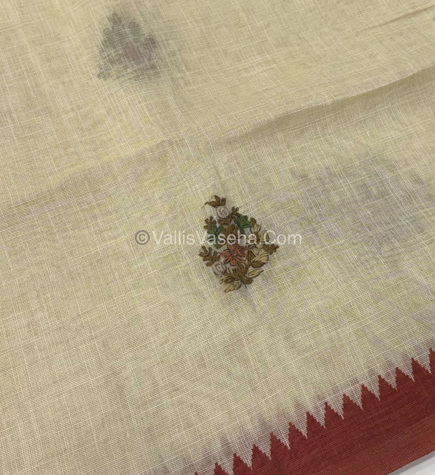 French Knot - Tissue Saree - Cream With Rust Orange Shade - VVLFN007