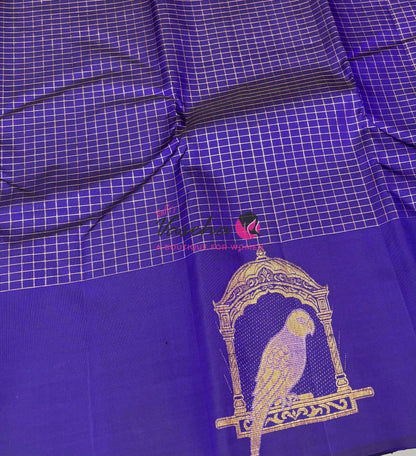 Pure Kanchipuram Silk Saree - Blue Shade  - VVPS058