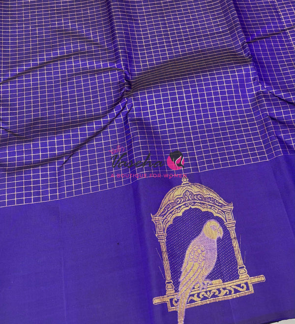 Pure Kanchipuram Silk Saree - Blue Shade  - VVPS058