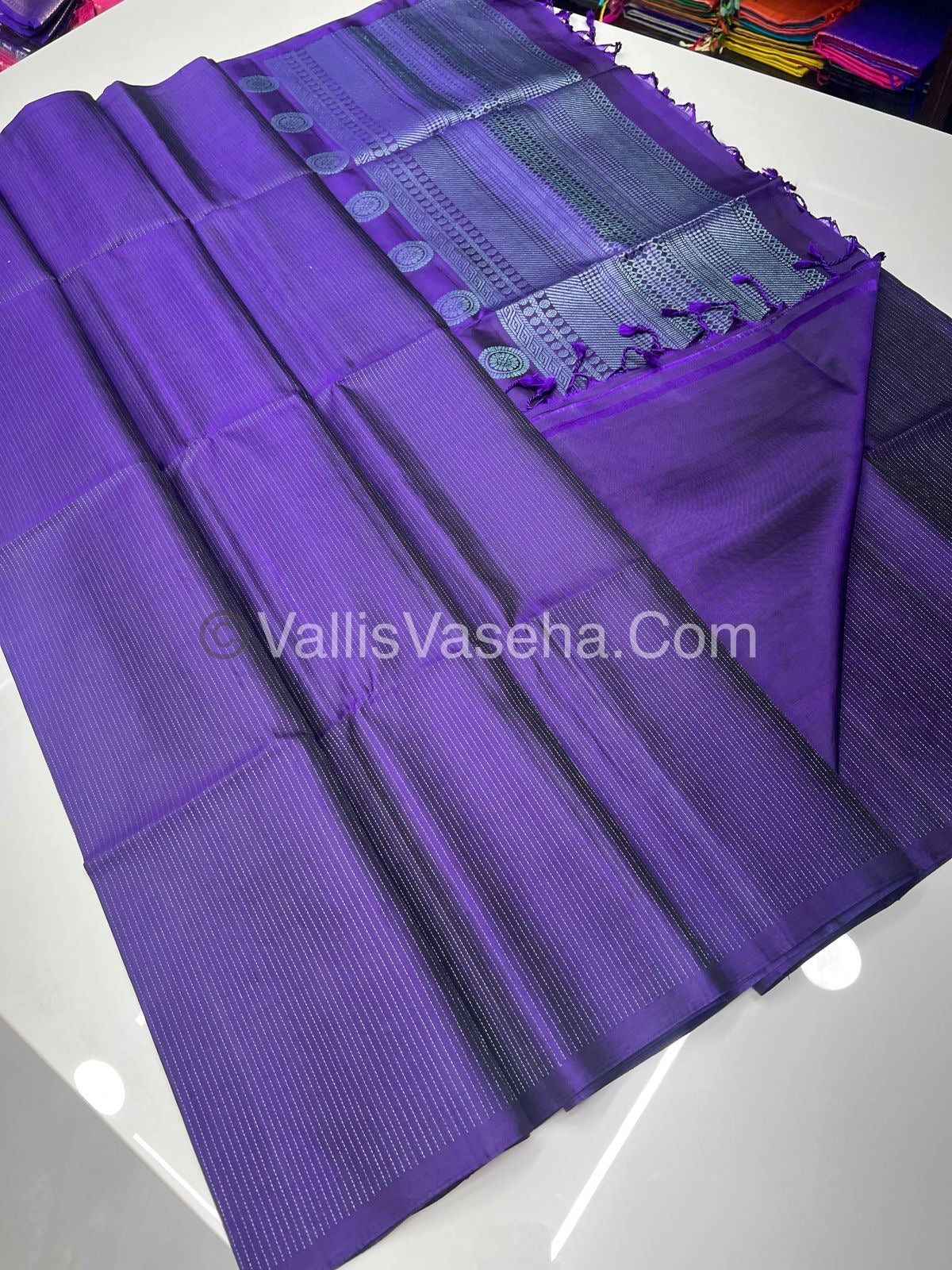 Pure Soft Silk Saree - Antique Zari - Border Less - Purple - VVPSS037