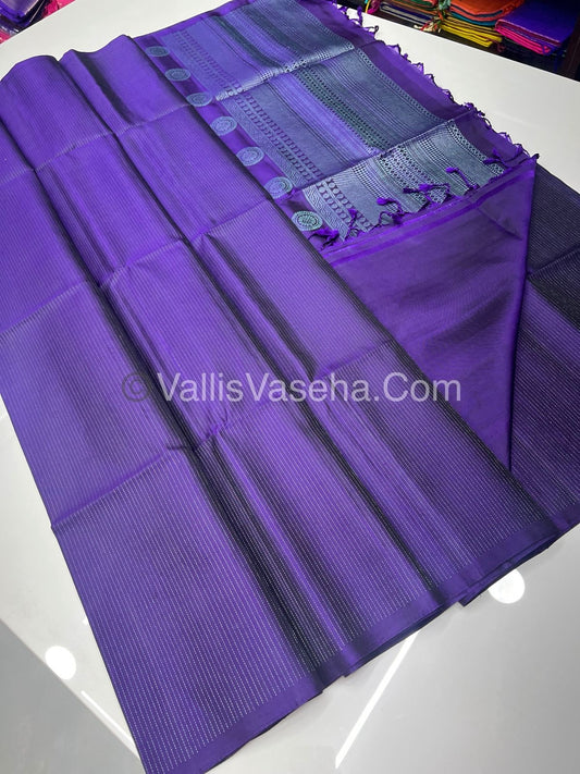 Pure Soft Silk Saree - Antique Zari - Border Less - Purple - VVPSS037