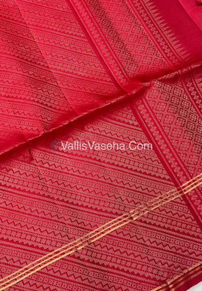 Pure Soft Silk Saree - Orange & Red - VVPSS062