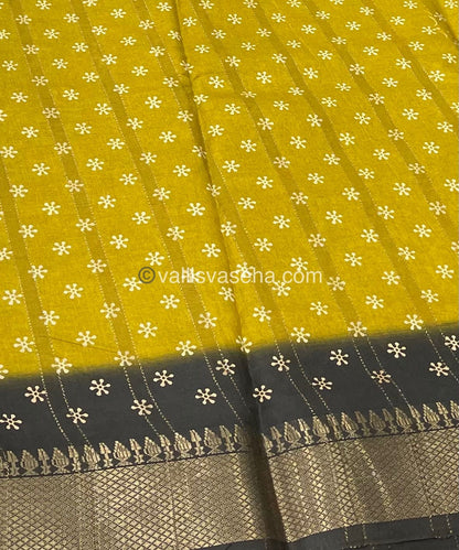 Chanderi Mixed Cotton Saree - Varli Prints - VVMCV001