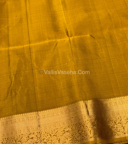 Pure Soft Silk Saree - Kanchi Border - Purple & Mustard Yellow Combo - VVPSS046