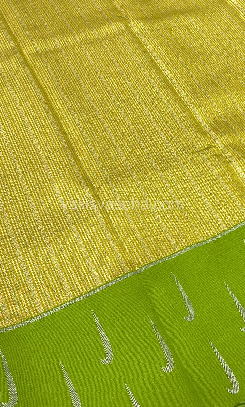 Kanchi Semi Silk - Yellow with Green - VVKSS001