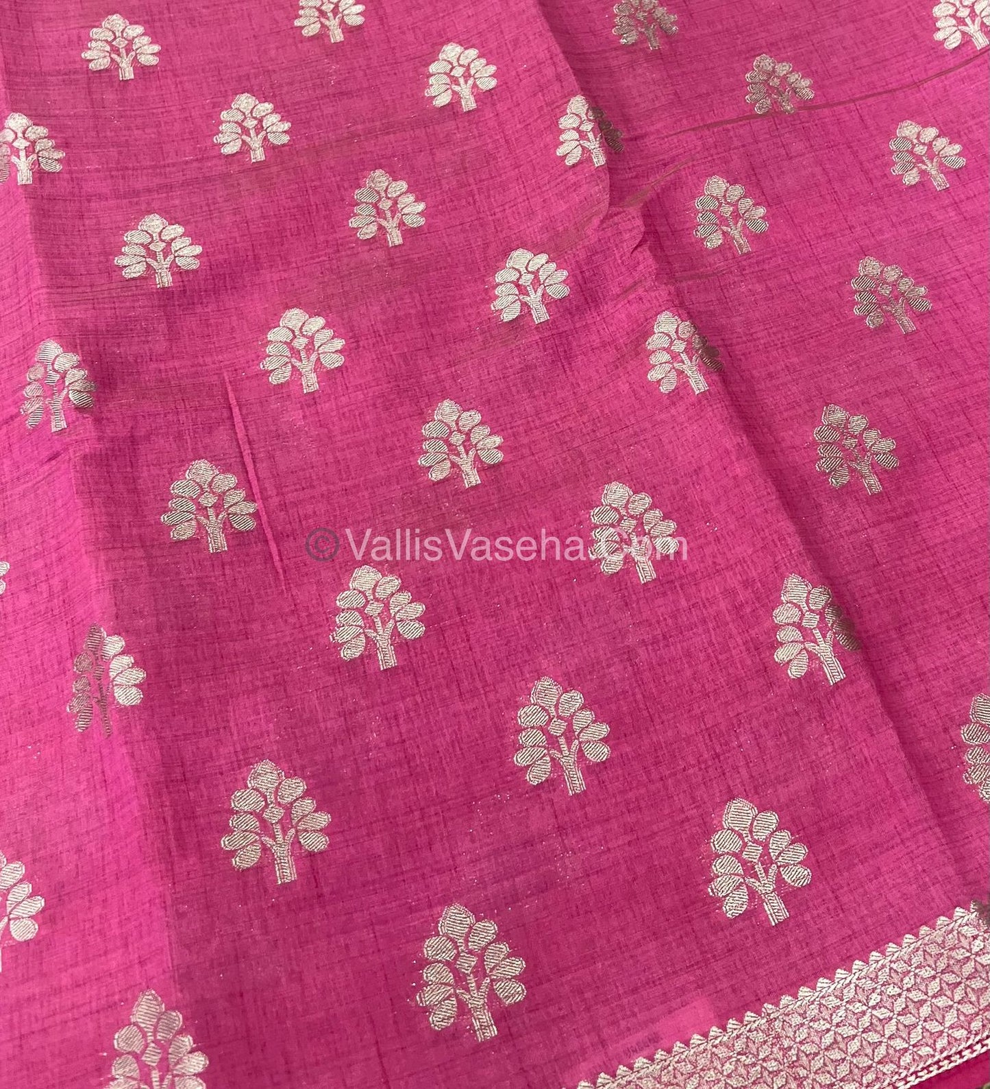 Semi Tussar Silk Saree - Dark pink Shade - VVSTS009