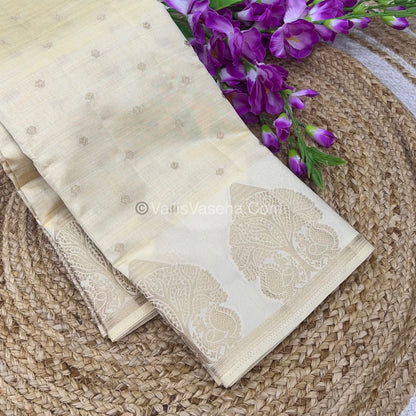 Semi Tussar Silk Saree - Cream Shade - VVSTS036