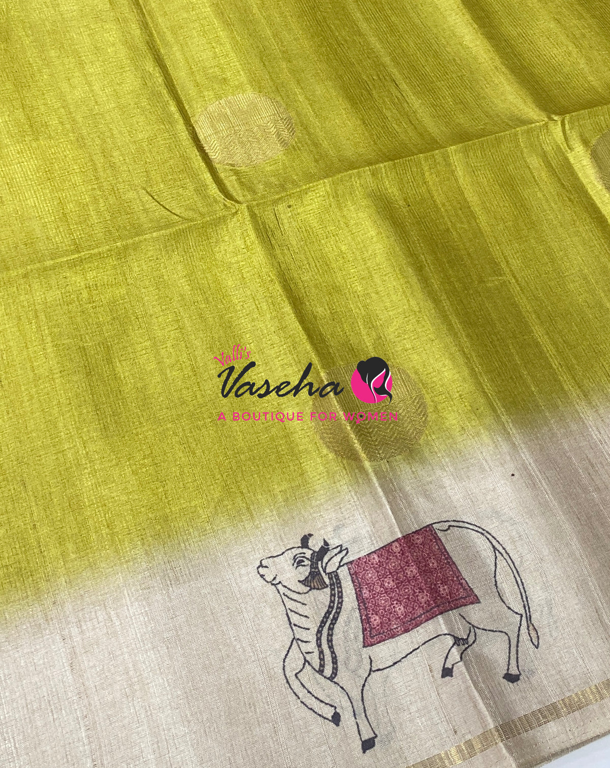 Semi Matka Tussar Saree - Pichwai Design - VVSMT003