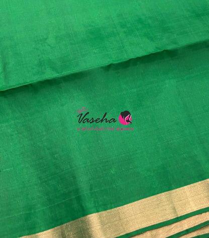 Half Mix - Pure Soft Silk Saree - Meenakari Style Butta - Green With Green - VVPSS148