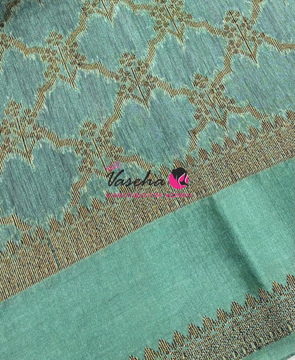 Linen Jute Silk Saree - Navy Blue With Blue Shade - VVLJS001