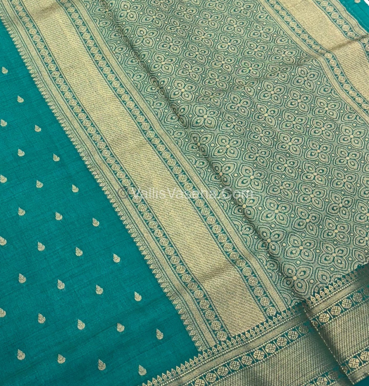 Semi Tussar Silk - Grand Pallu Ramar Blue Shade - VVSTS023