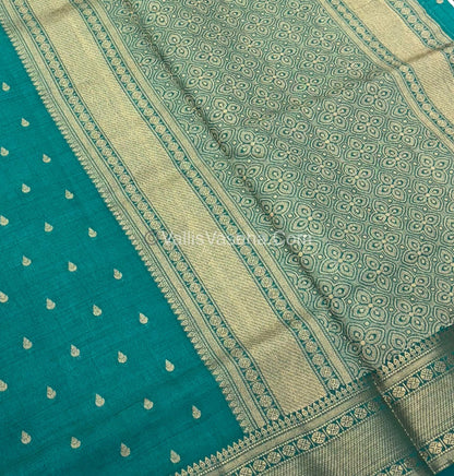 Semi Tussar Silk - Grand Pallu Ramar Blue Shade - VVSTS023