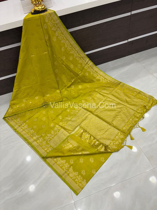 Banarasi - Heritage Silk - Semi Kathan Silk - Lemon Yellow Shade - VVBHS008