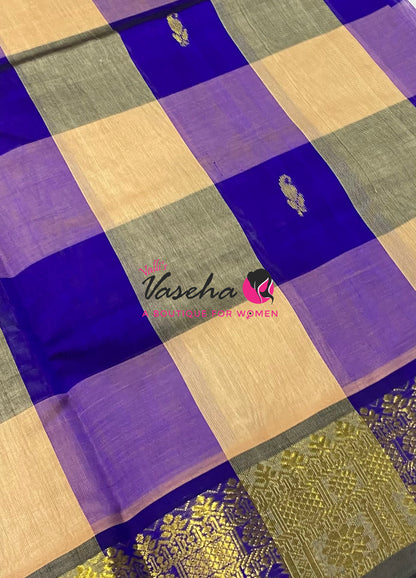 Pure Silk Cotton Saree - Pazhum Pazhamum Checks Design - VVPPSC02