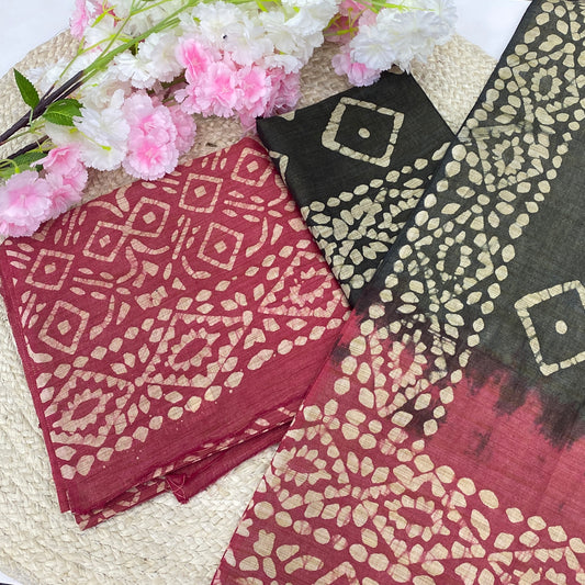 Unstitched Salwar Material- Baswada Batick Printed Silk - VVUSM005