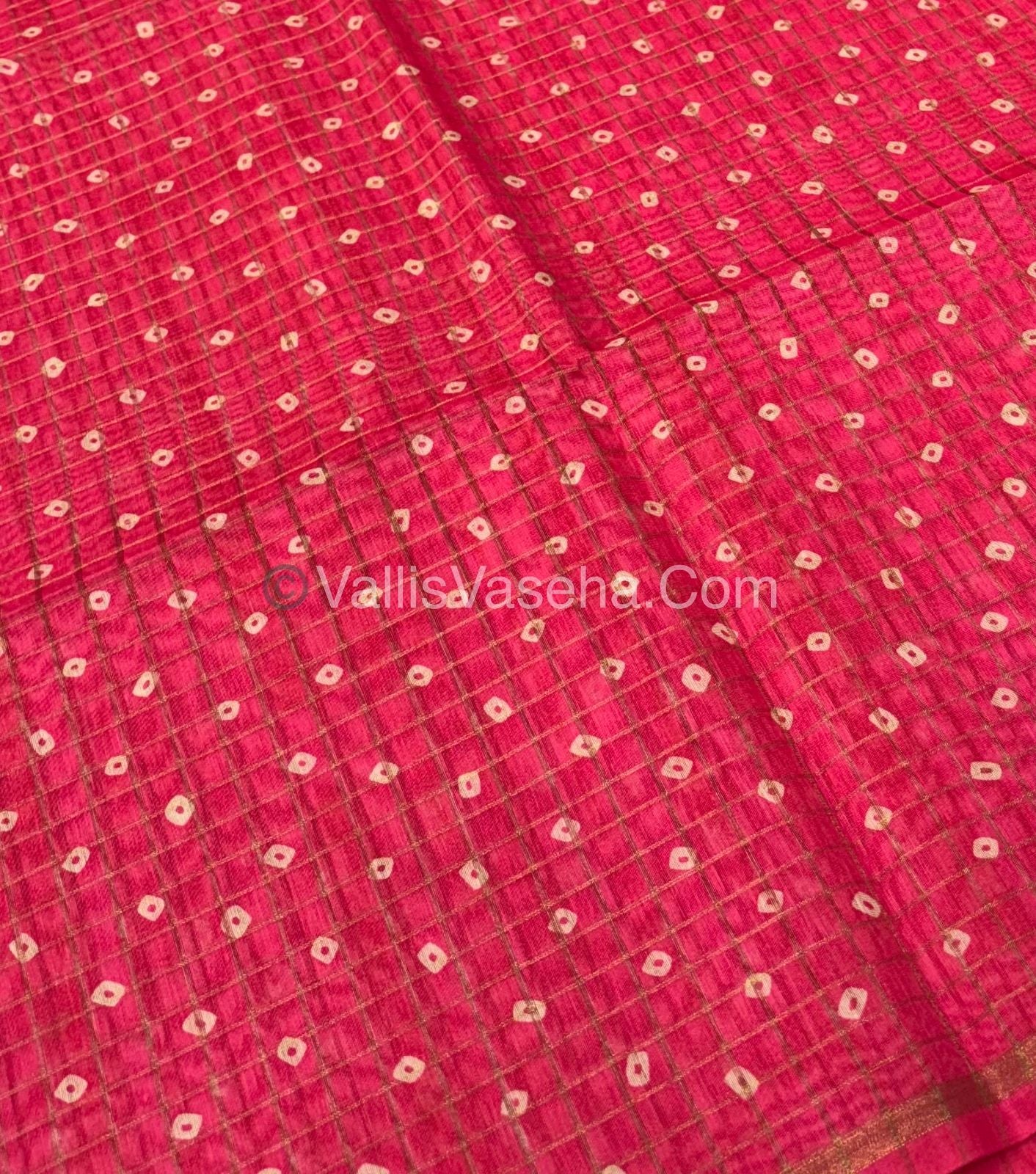 Semi Chanderi Saree - Fusion Of Bandhini & Madhubani- VVSCS002