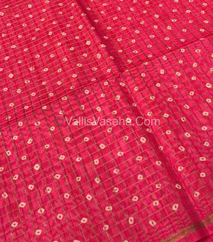Semi Chanderi Saree - Fusion Of Bandhini & Madhubani- VVSCS002