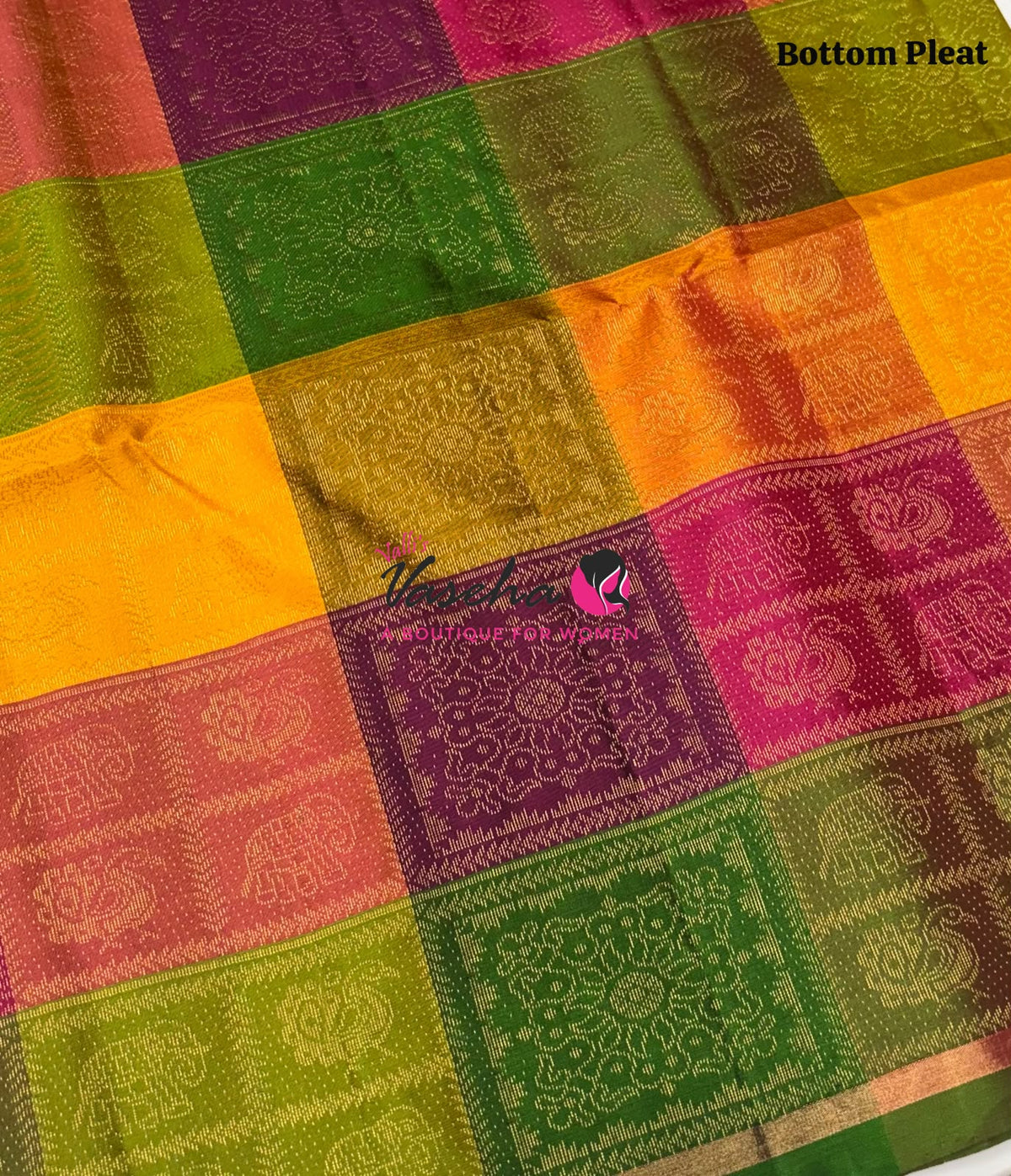 Pure Soft Silk Saree - Partly Pallu -  Half & Half Saree - Violetish Blue - VVPSS088