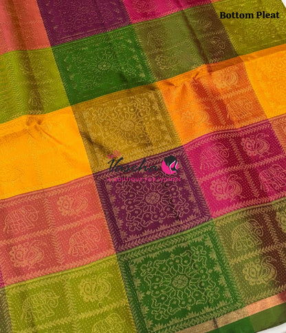 Pure Soft Silk Saree - Partly Pallu -  Half & Half Saree - Violetish Blue - VVPSS088