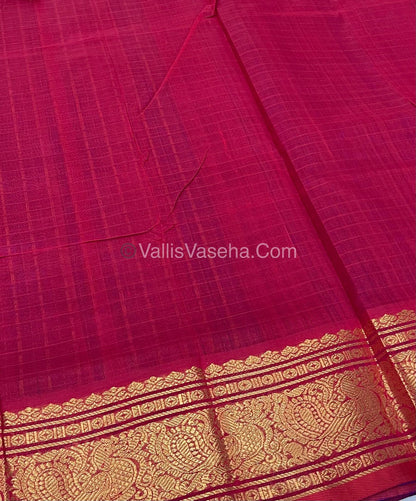 Pure Silk Cotton Saree - Blue with Red - Lakshadeepam Design - VVPLD001