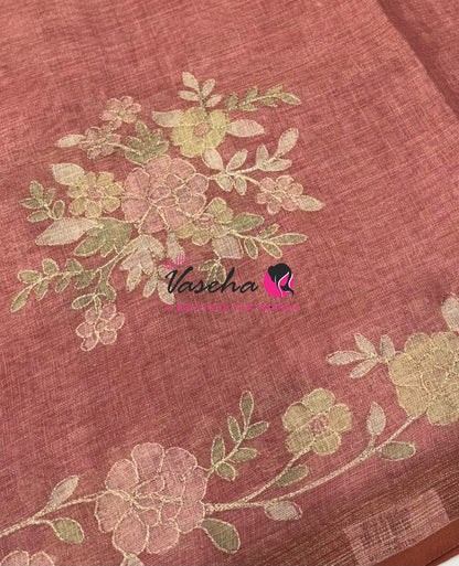 Linen Tissue Saree - Peach Shade - VVLTS004