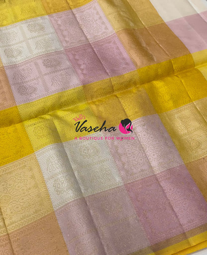 Pure Soft Silk Saree - Partly Pallu -  Half & Half Saree - Light Baby Pink  - VVPSS088