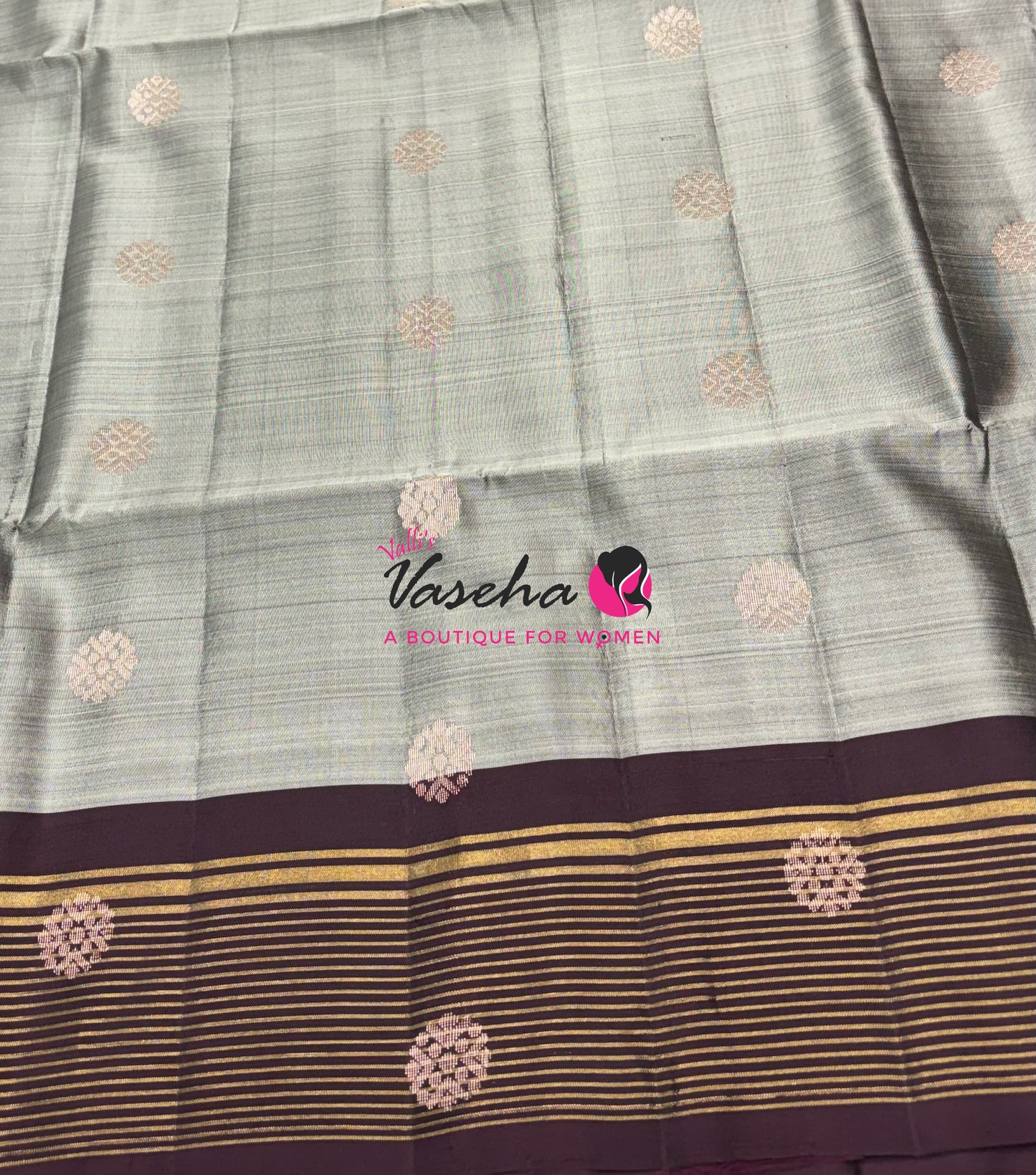 Half Mixed  Soft Silk Saree - (1.75 warp) Grey & Brown - VVPSS090