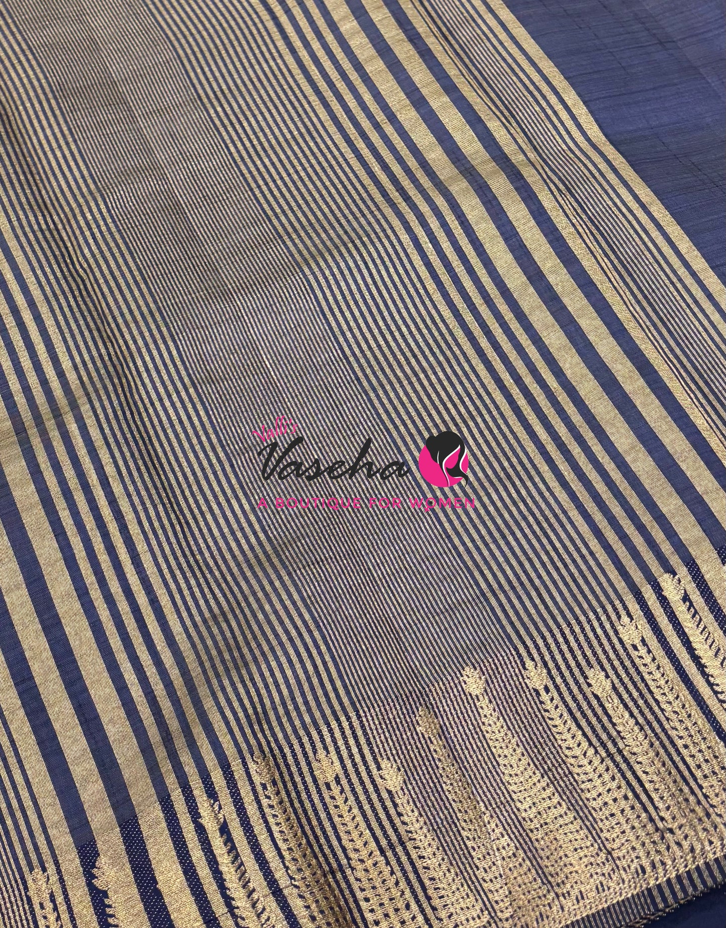 Semi Tussar Silk Saree | Navy Blue  Shade |VVSTS050