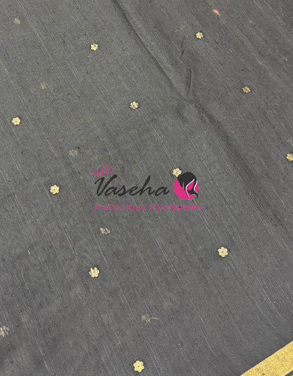 Semi Duppion Tussar Silk Saree | Black Shade |VVSDT001
