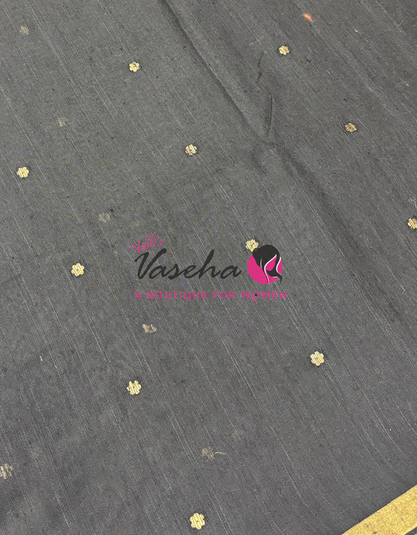 Semi Duppion Tussar Silk Saree | Black Shade |VVSDT001