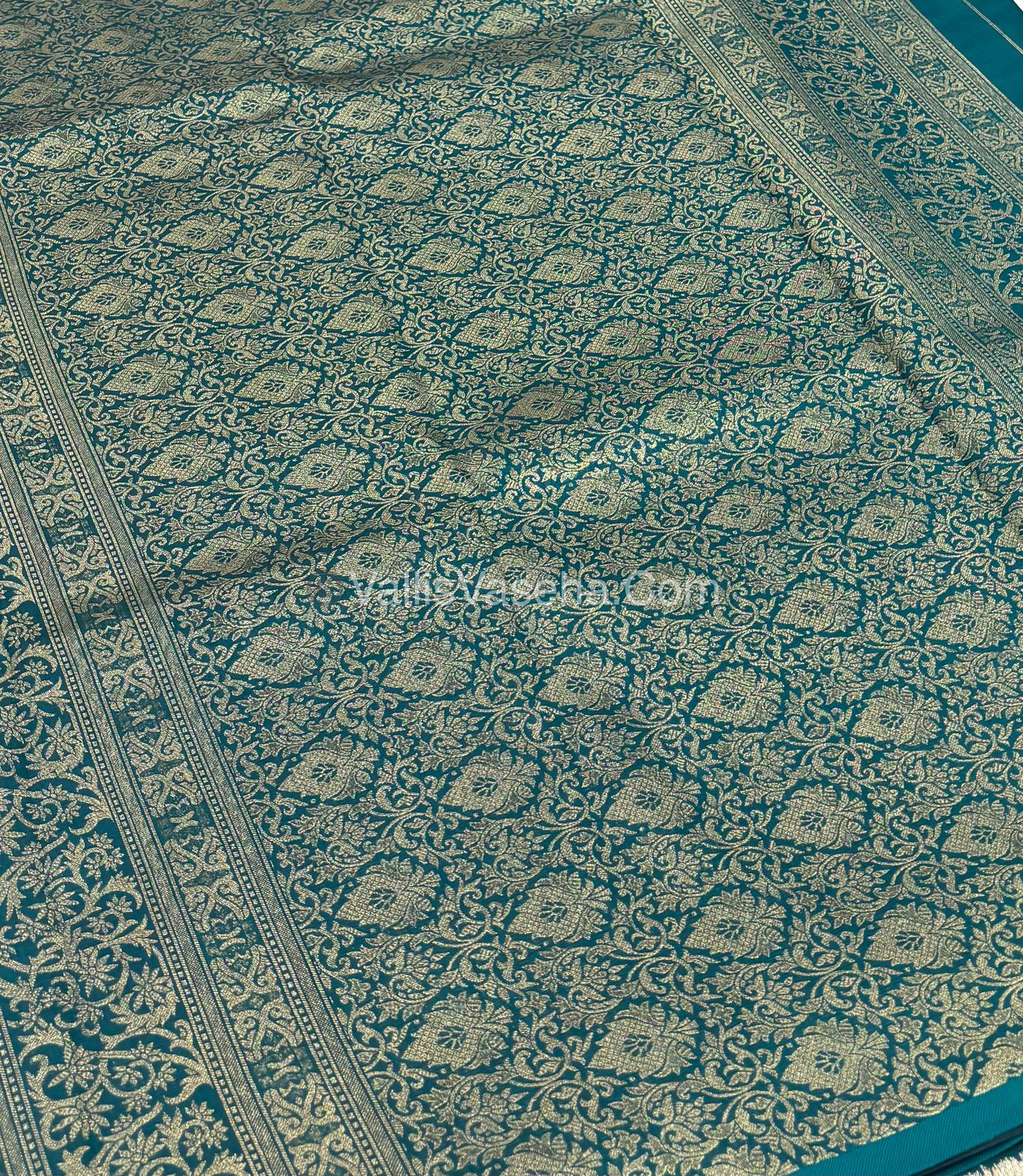 Semi Soft Silk - Border less - Peacock Blue Shade -VVSSS025