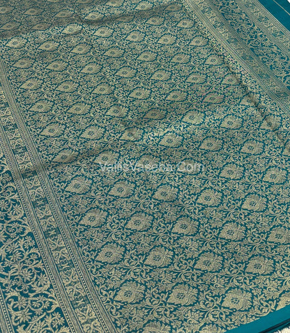 Semi Soft Silk - Border less - Peacock Blue Shade -VVSSS025