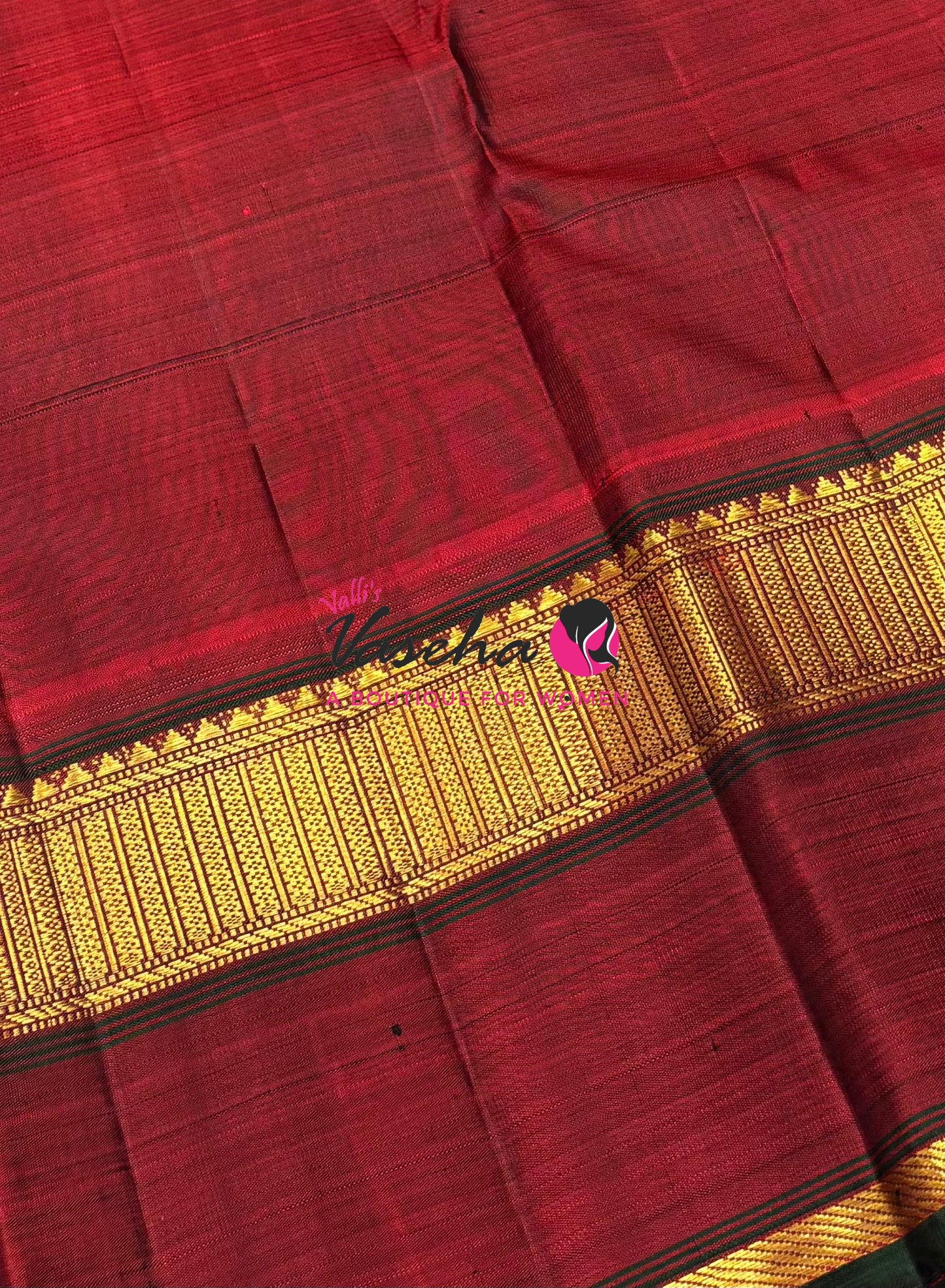 Pure Vintage Korvai Kanchipuram Silk Saree - Baby Pink & Maroon Combo - VVPS021