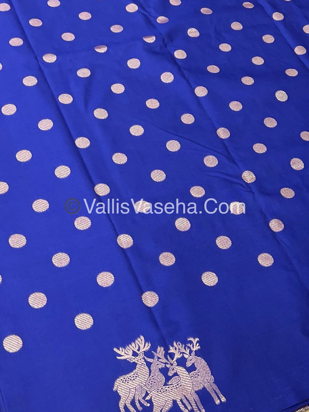 Semi Soft Silk - Deer Butta Border - Blue Shade -VVSSS017