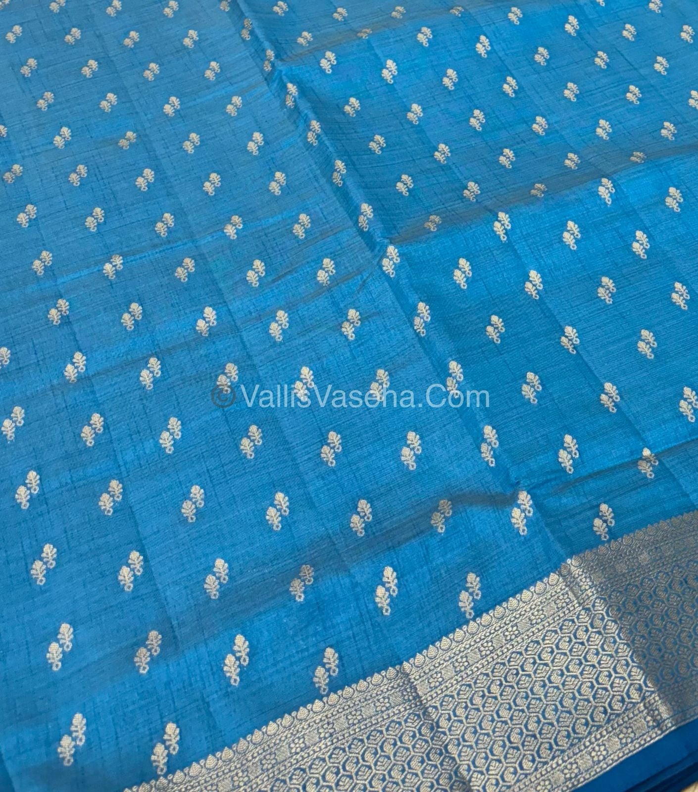 Semi Tussar Silk - Grand Pallu  - Blue Shade - VVSTS021